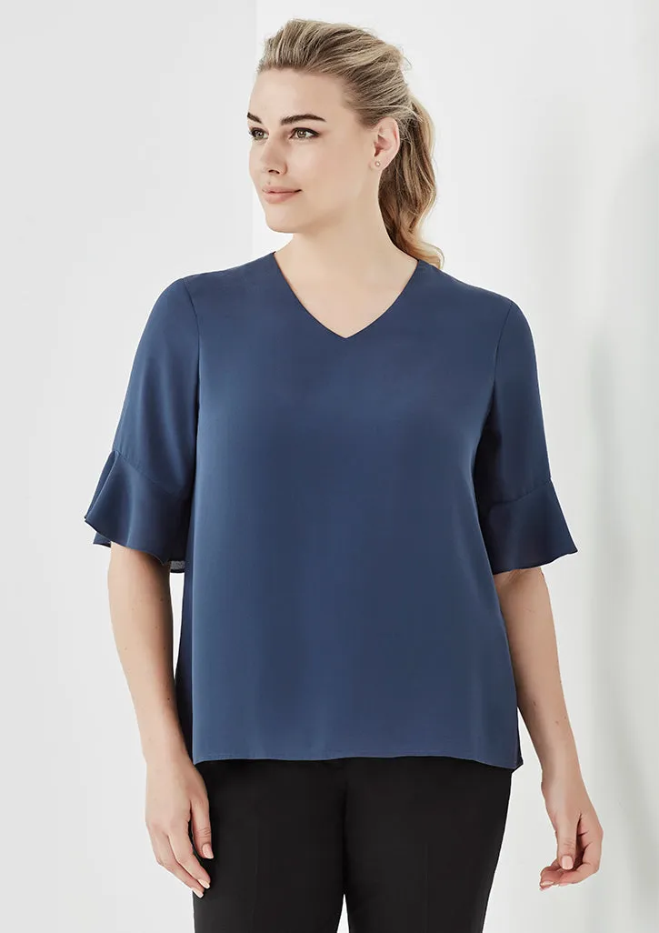 Aria Womens Fluted Sleeve Blouse (BZ-RB966LS)