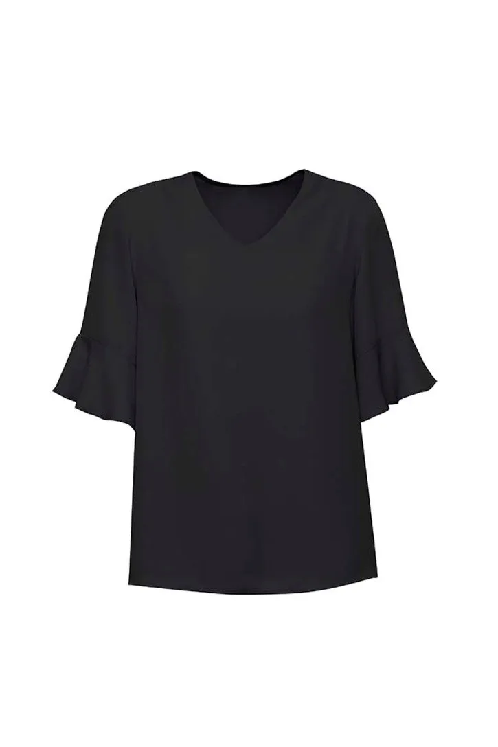 Aria Womens Fluted Sleeve Blouse (BZ-RB966LS)