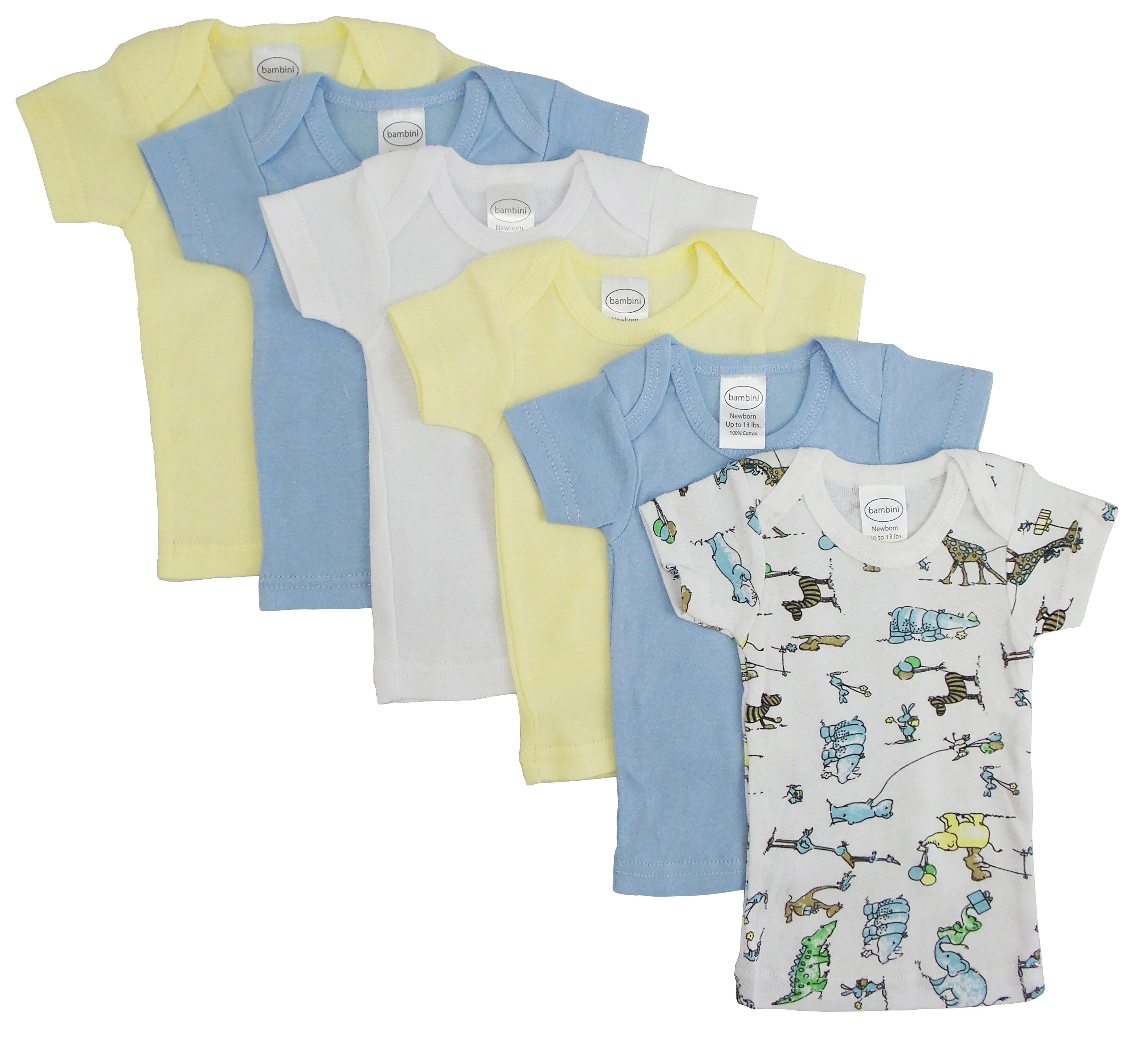 Bambini Boys Pastel Variety Short Sleeve Lap T-shirts 6 Pack