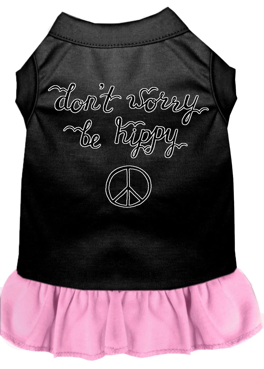 Be Hippy Screen Print Dog Dress Black With Light Pink Med (12)