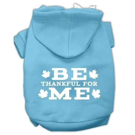 Be Thankful For Me Screen Print Pet Hoodies Baby Blue Size Xs (8)