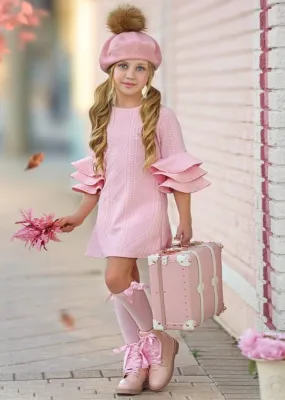 Best Pick Pink Tiered Sleeve Dress