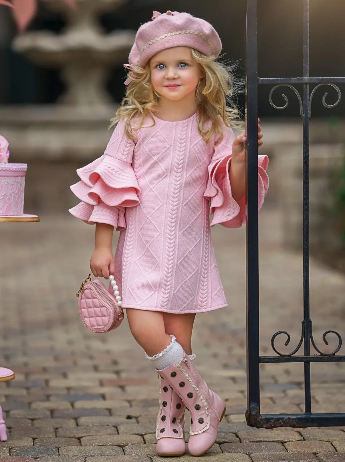 Best Pick Pink Tiered Sleeve Dress