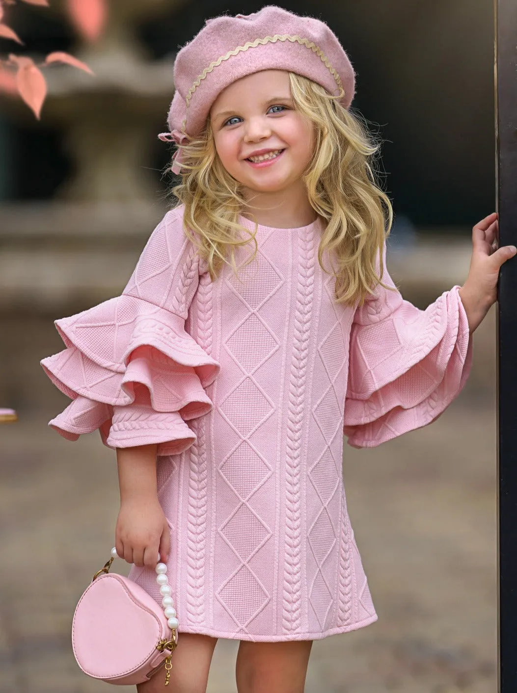 Best Pick Pink Tiered Sleeve Dress