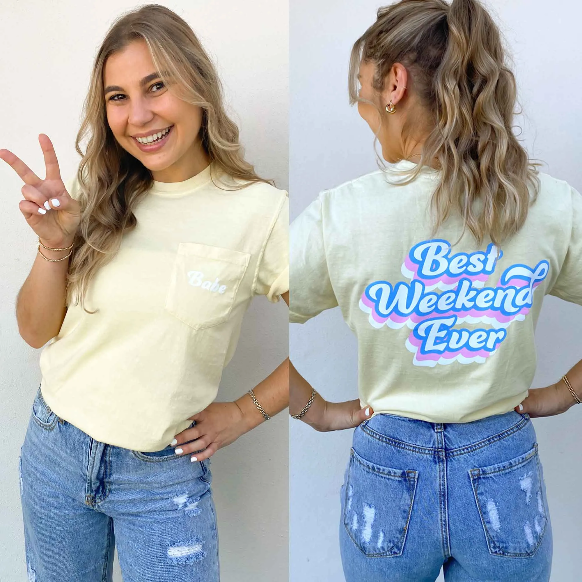 Best Weekend Ever Pocket Tees