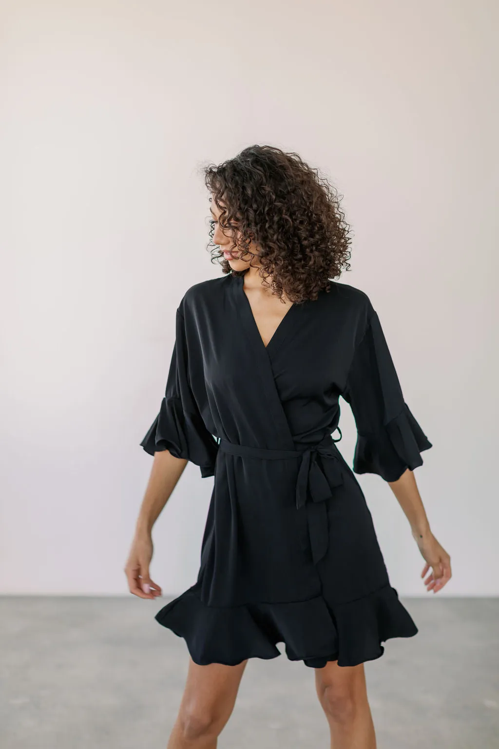 Black Ruffle Robe