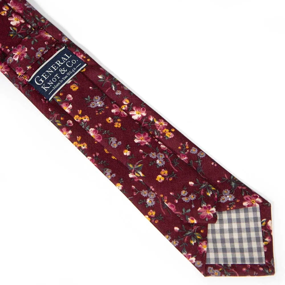 Bordeaux Floral Necktie