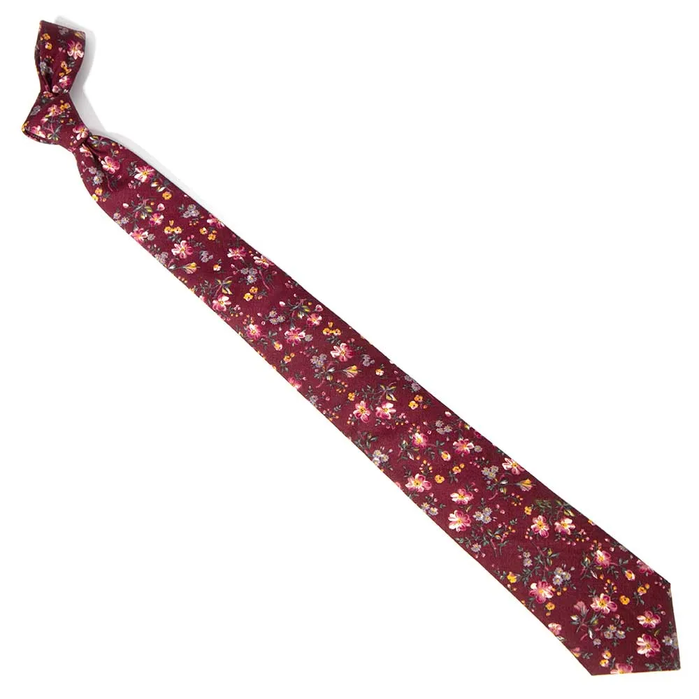 Bordeaux Floral Necktie