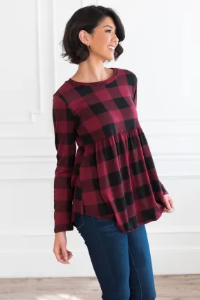 Breezy Plaid Modest Babydoll Top