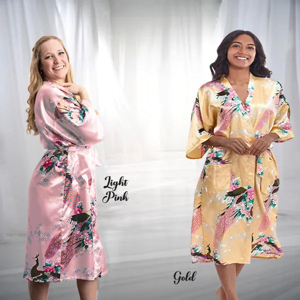 Bridesmaid Robe Set of 8, Floral, Womens Sizes 2-18, Mid Length