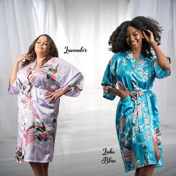 Bridesmaid Robe Set of 8, Floral, Womens Sizes 2-18, Mid Length