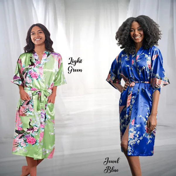 Bridesmaid Robe Set of 8, Floral, Womens Sizes 2-18, Mid Length