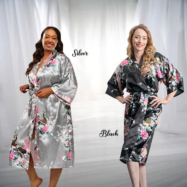 Bridesmaid Robe Set of 8, Floral, Womens Sizes 2-18, Mid Length