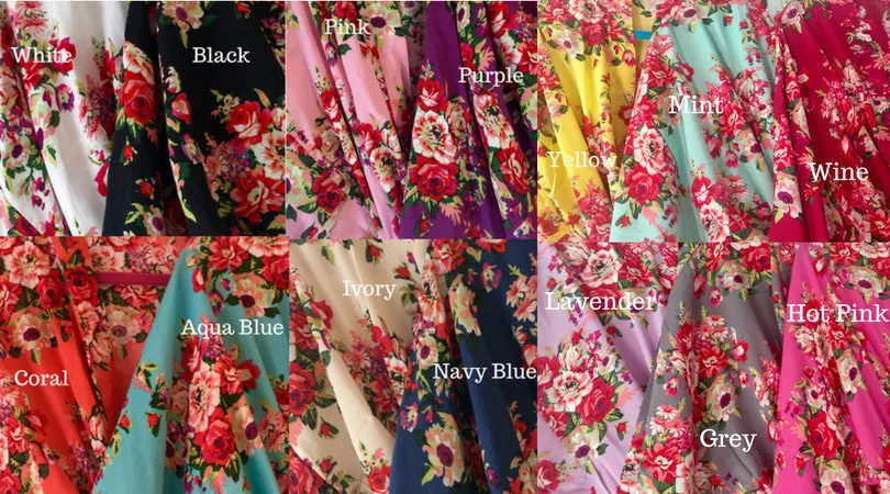 Bridesmaid Robes, MIX&MATCH, Bridesmaid Gifts, Floral Robe, Kimono Robe, Wedding Robe,Satin Robes,Set of Bridesmaids Robes,Bridesmaids Party