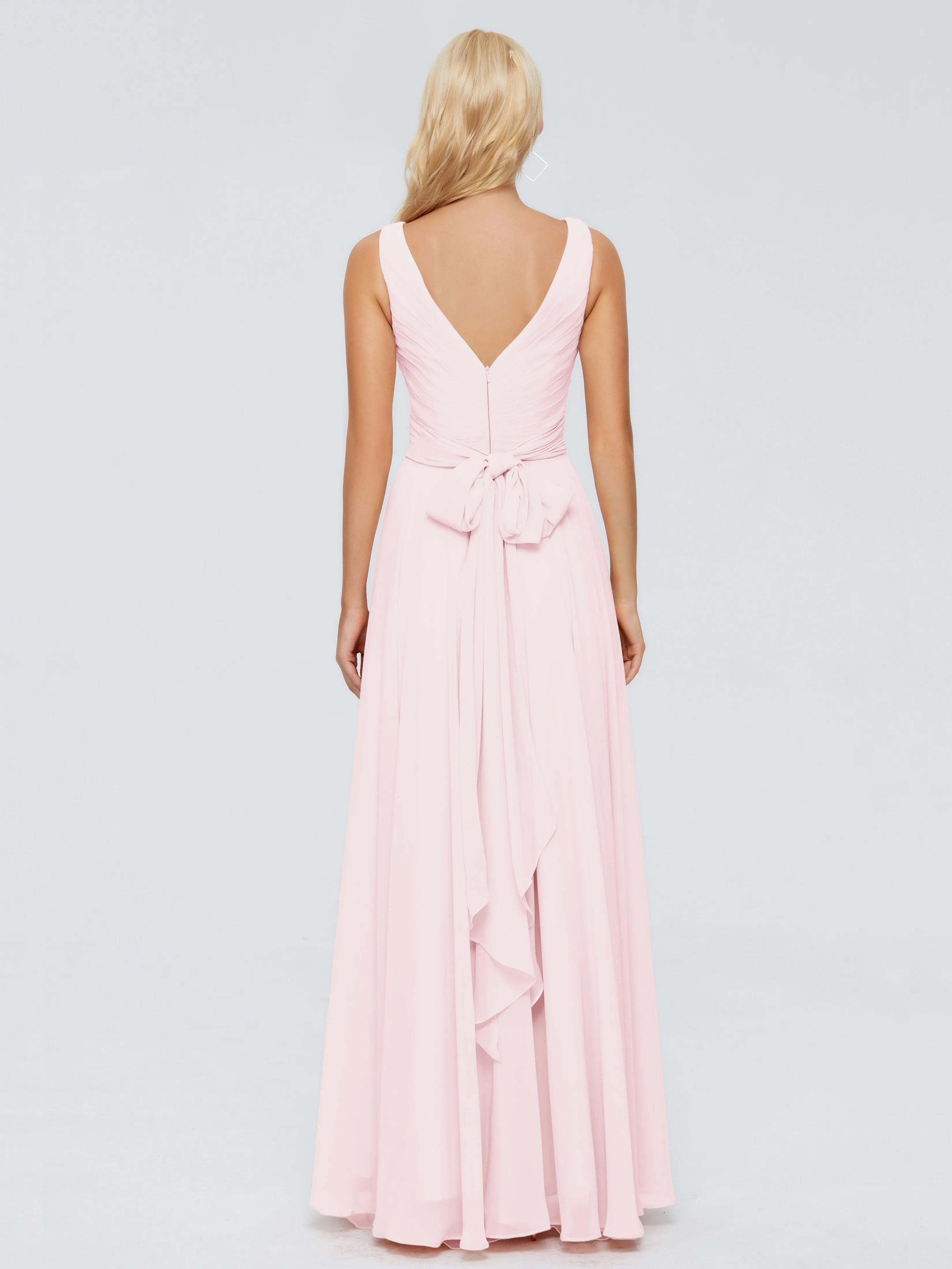 Bridesmaids Dresses Blush Pink Ryleigh Flowy Chiffon Bridesmaid Dresses With Bow