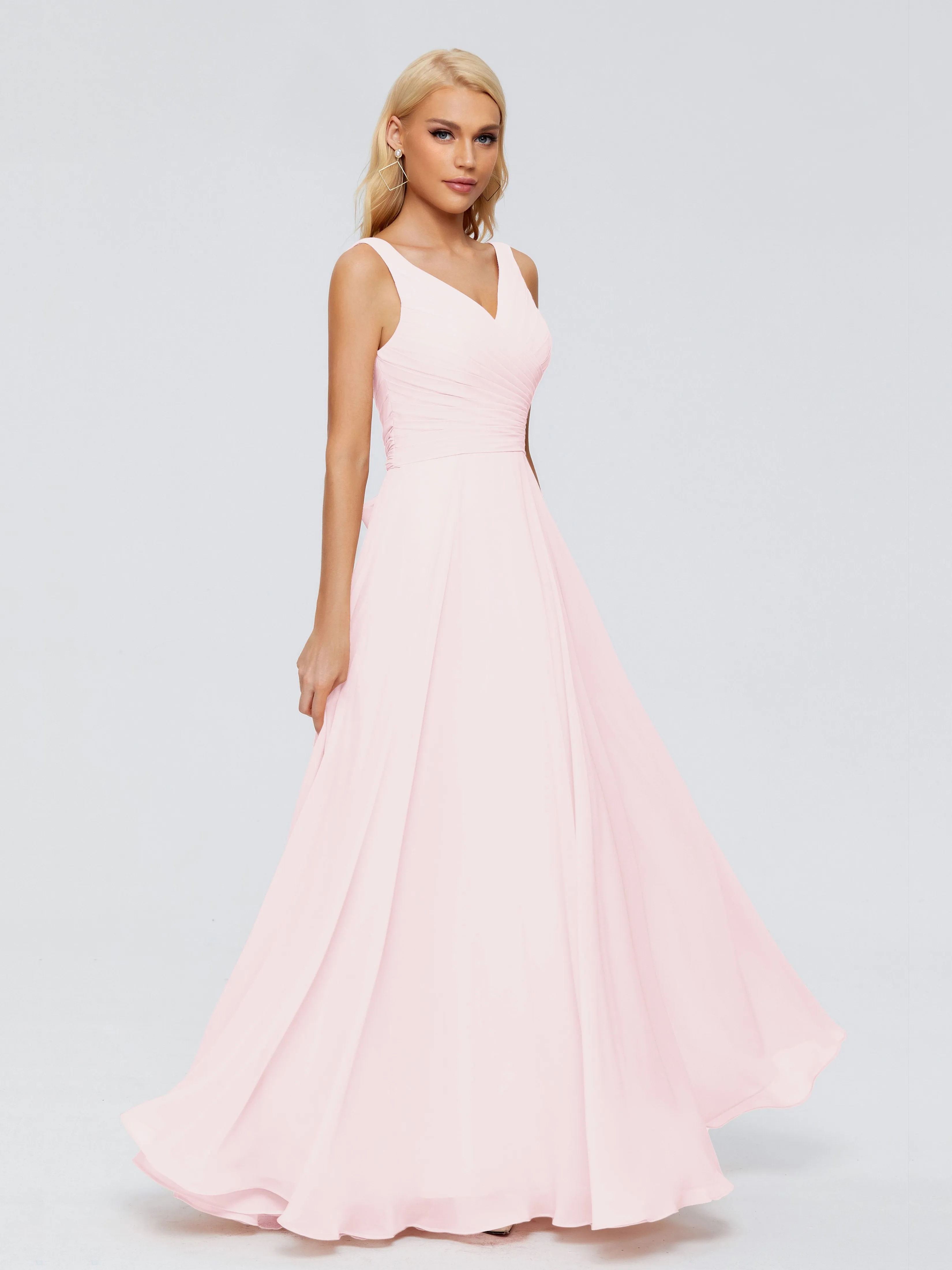 Bridesmaids Dresses Blush Pink Ryleigh Flowy Chiffon Bridesmaid Dresses With Bow