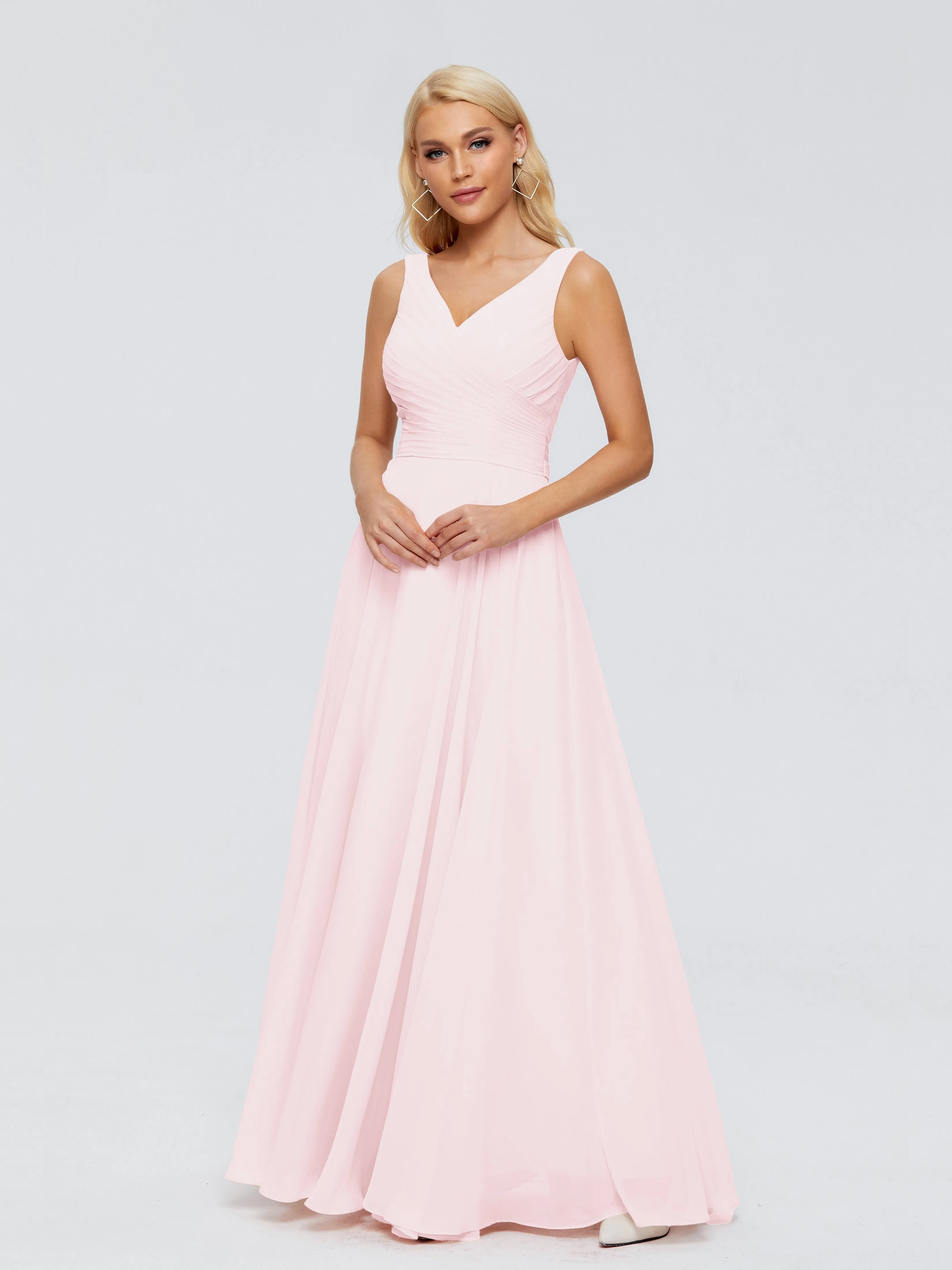 Bridesmaids Dresses Blush Pink Ryleigh Flowy Chiffon Bridesmaid Dresses With Bow