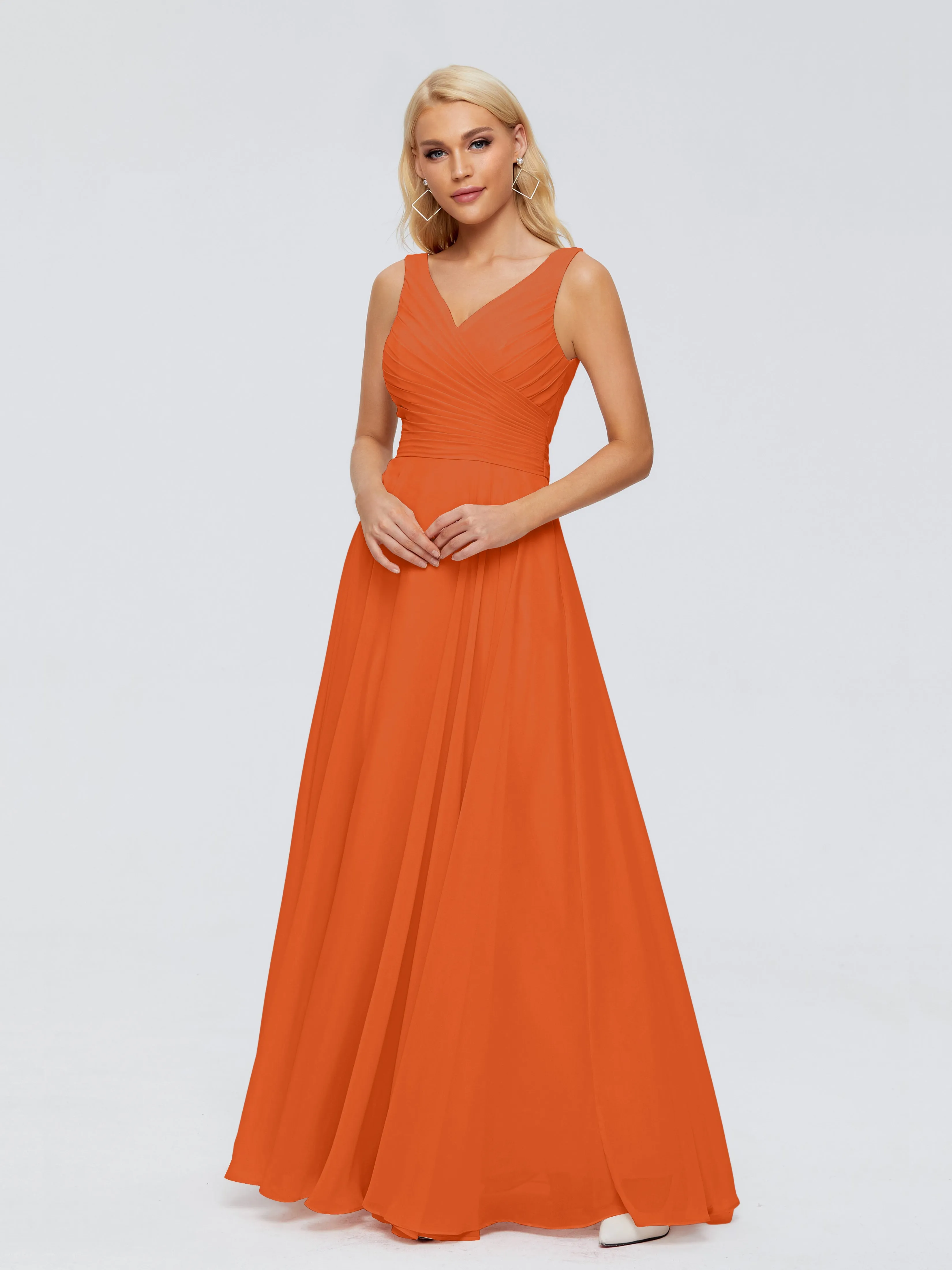 Burnt Orange Bridesmaid Gorgeous Chiffon Off The Shoulder Long Bridesmaid Dresses