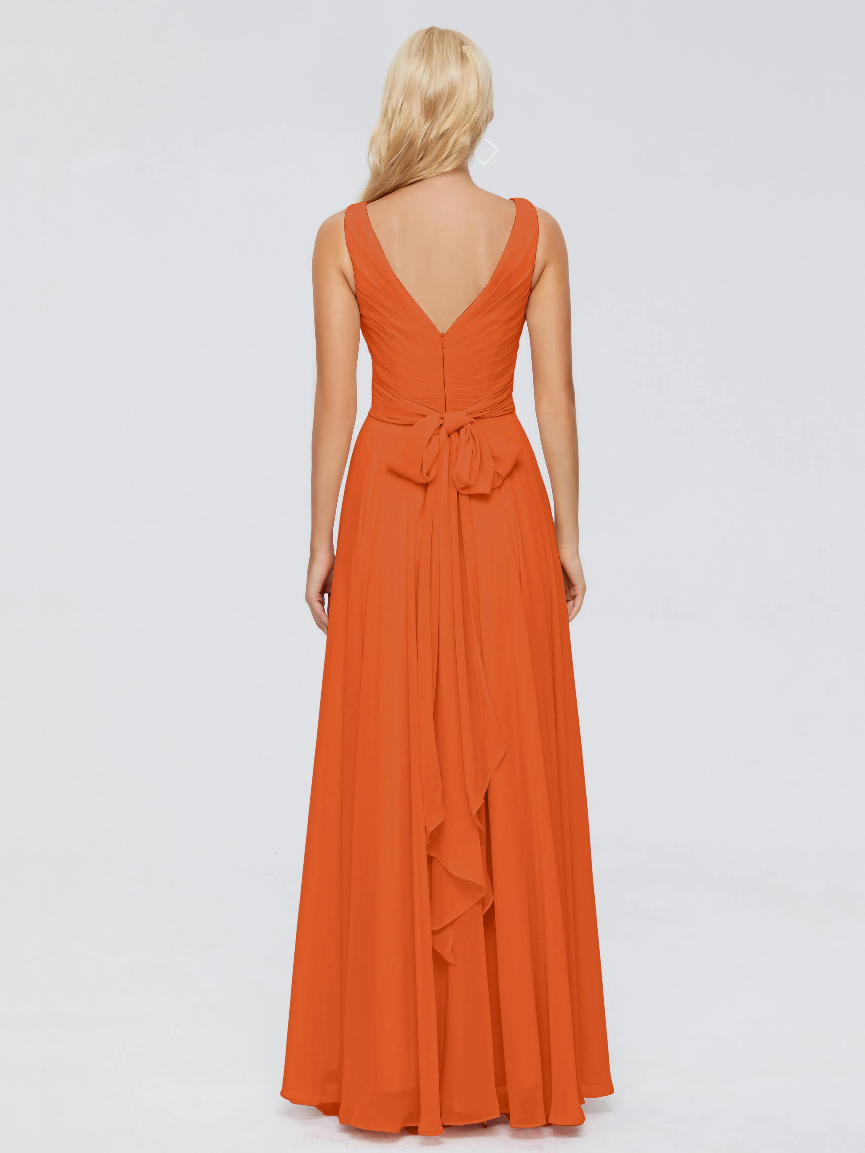 Burnt Orange Bridesmaid Gorgeous Chiffon Off The Shoulder Long Bridesmaid Dresses