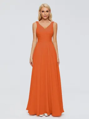 Burnt Orange Bridesmaid Gorgeous Chiffon Off The Shoulder Long Bridesmaid Dresses