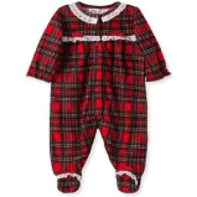 Christmas Holiday Plaid Girls Footed Sleeper Pajamas | Little Me