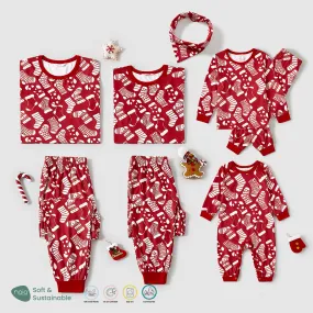 Christmas Socks Allover Print Family Matching Red Naia? Pajamas Sets (Flame Resistant)