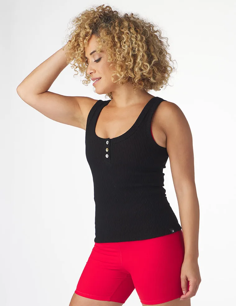 Comfort Henley Tank: Black