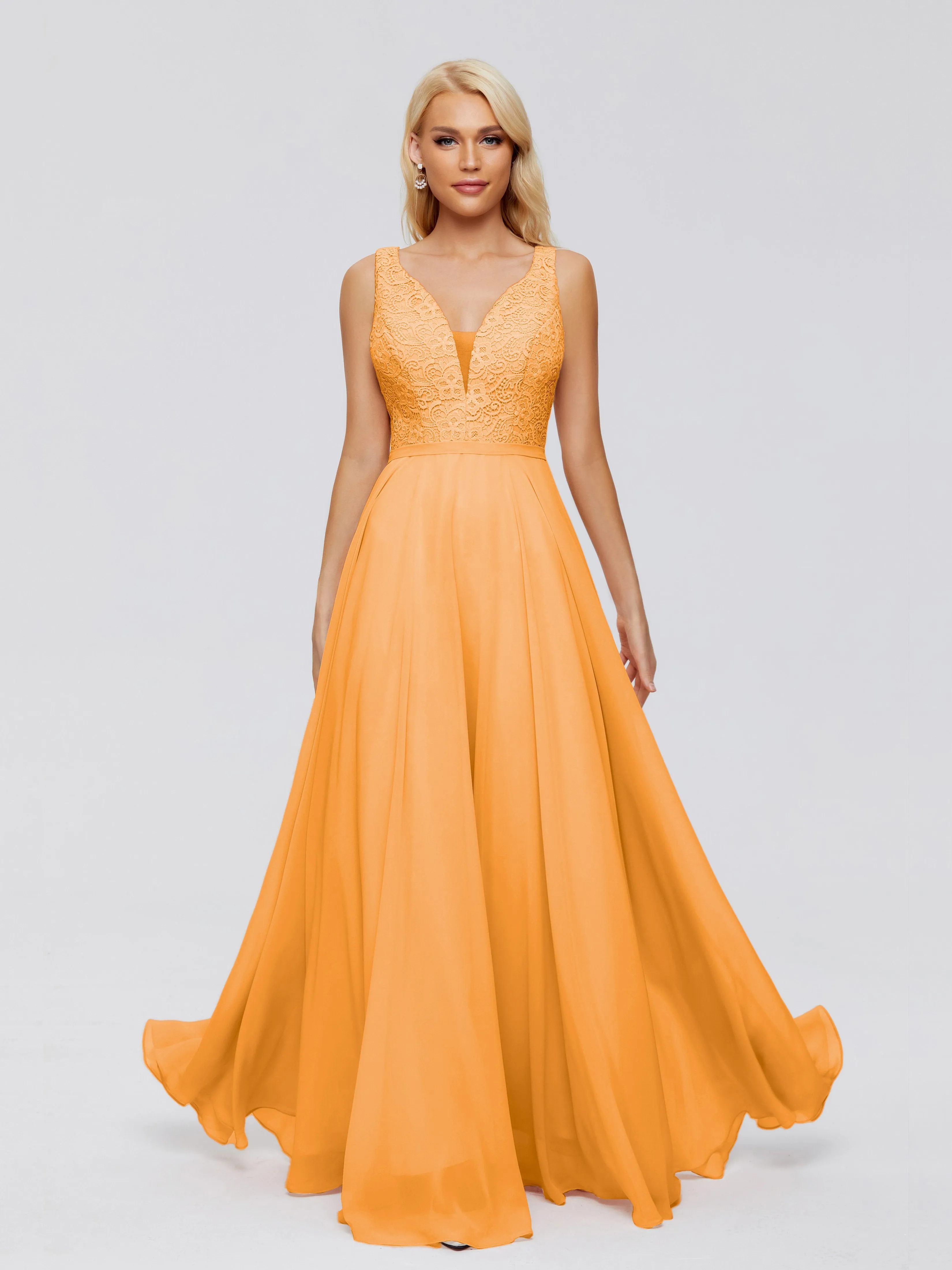 Eliza A-line V Neck Flowy Chiffon Bridesmaid Dresses