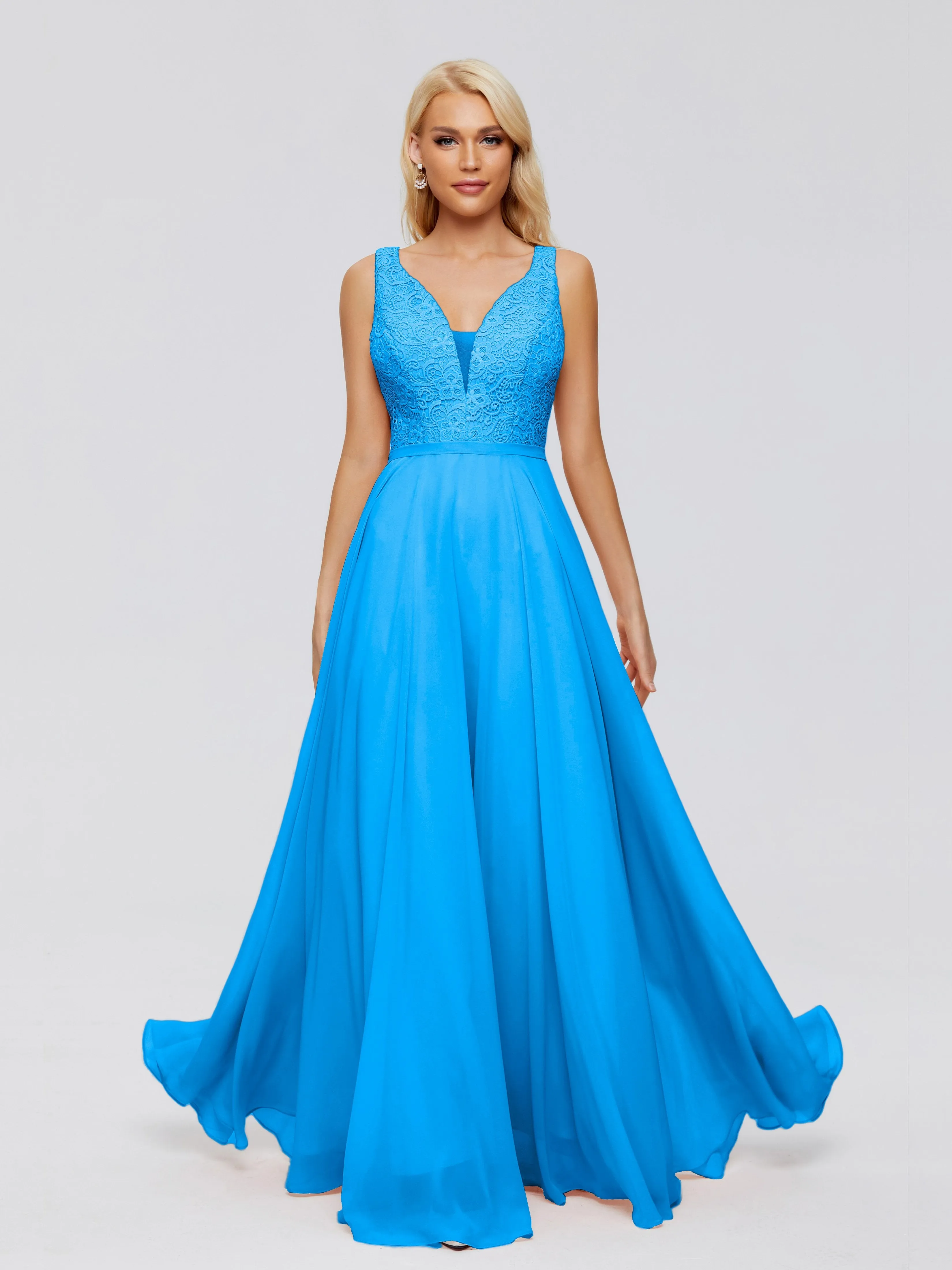 Eliza A-line V Neck Flowy Chiffon Bridesmaid Dresses