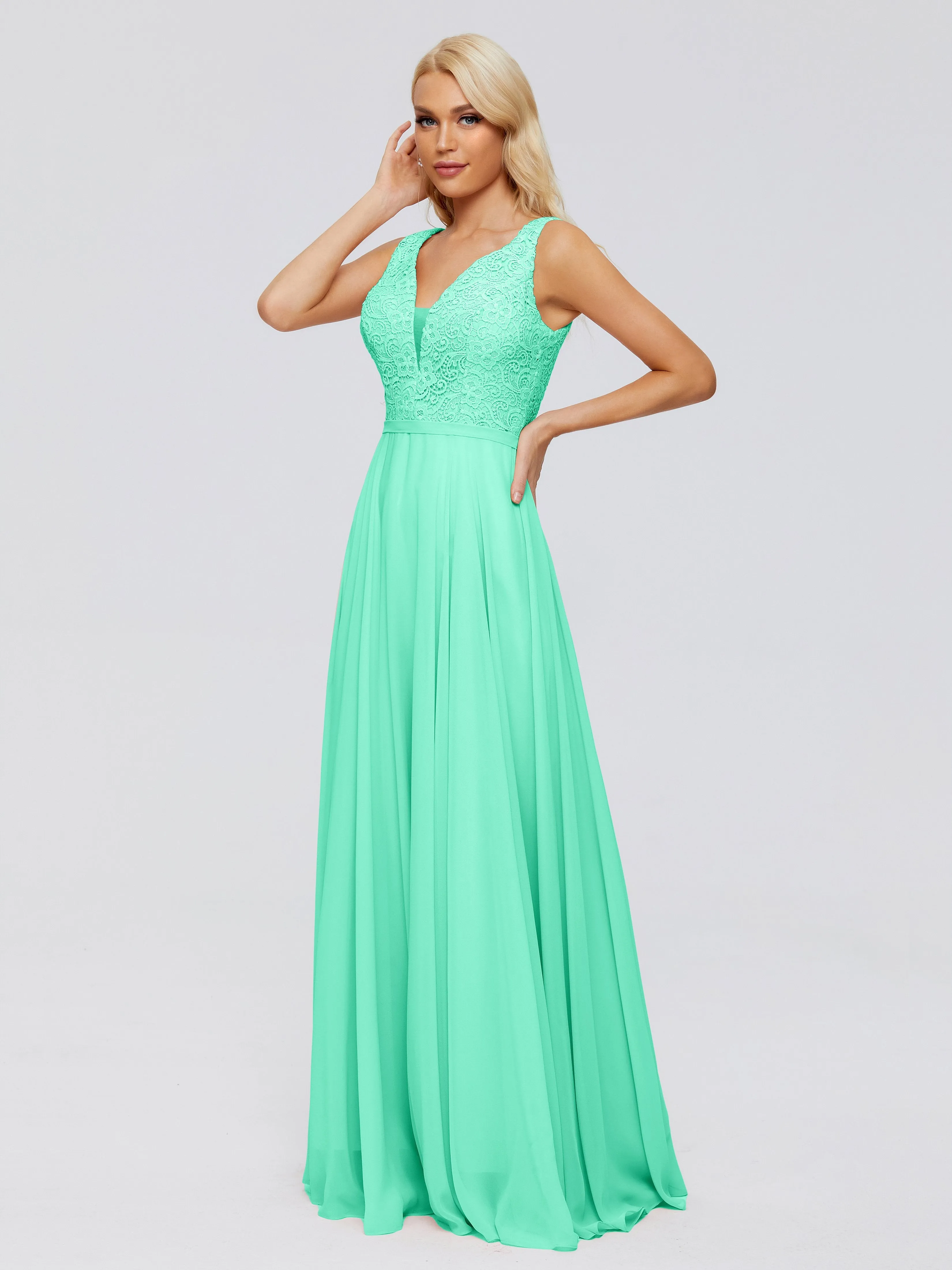 Eliza A-line V Neck Flowy Chiffon Bridesmaid Dresses