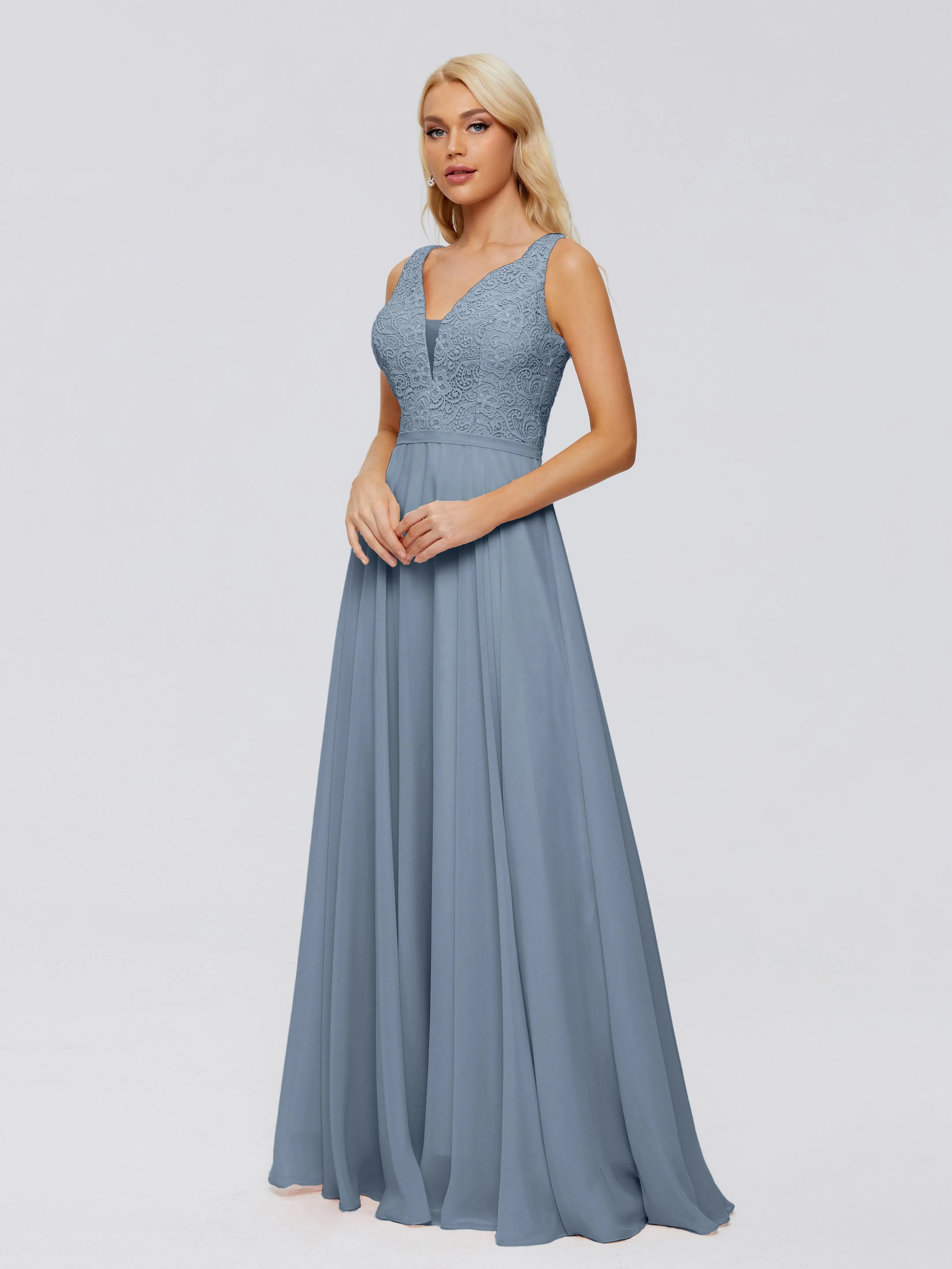 Eliza A-line V Neck Flowy Chiffon Bridesmaid Dresses