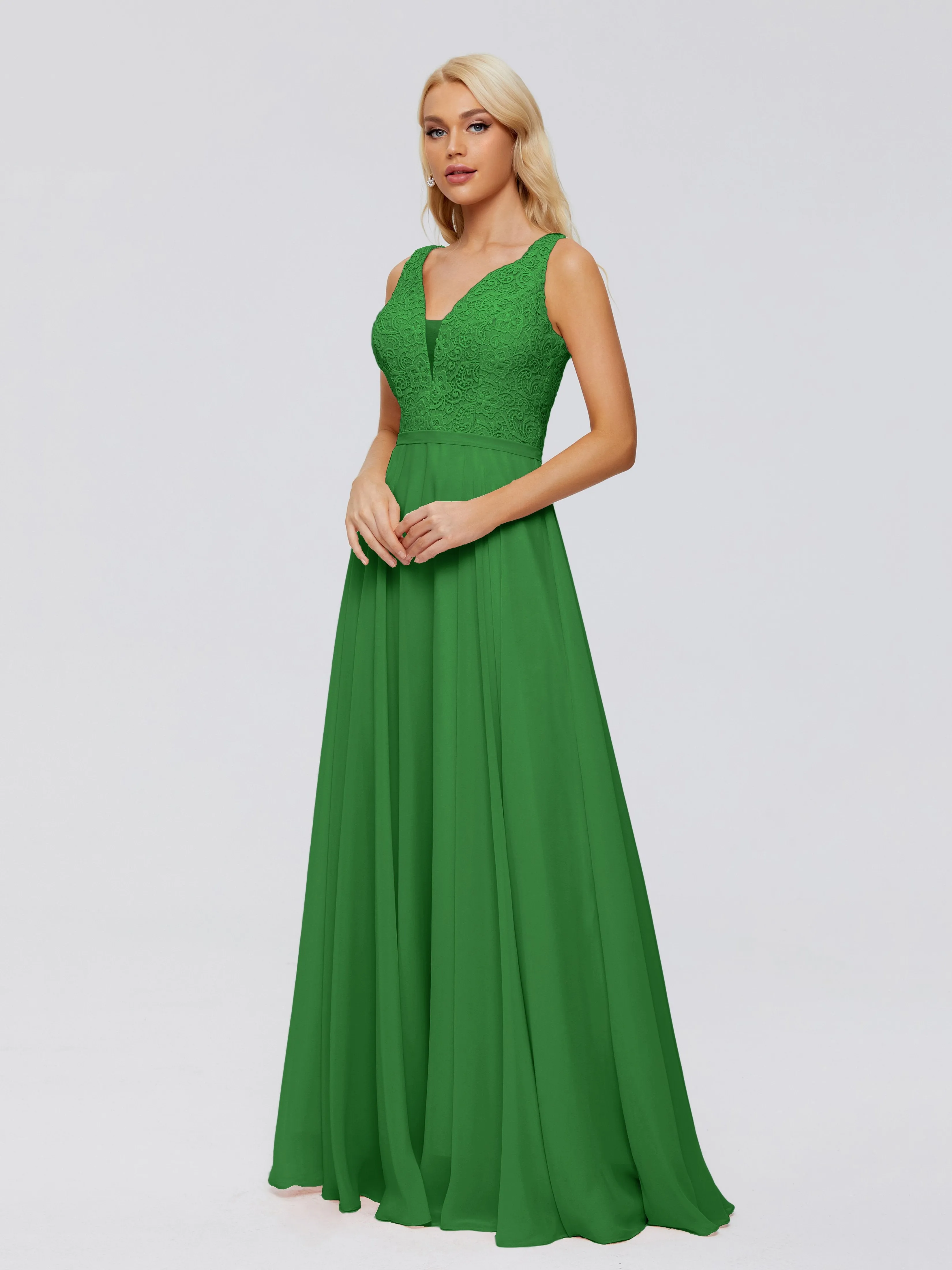 Eliza A-line V Neck Flowy Chiffon Bridesmaid Dresses