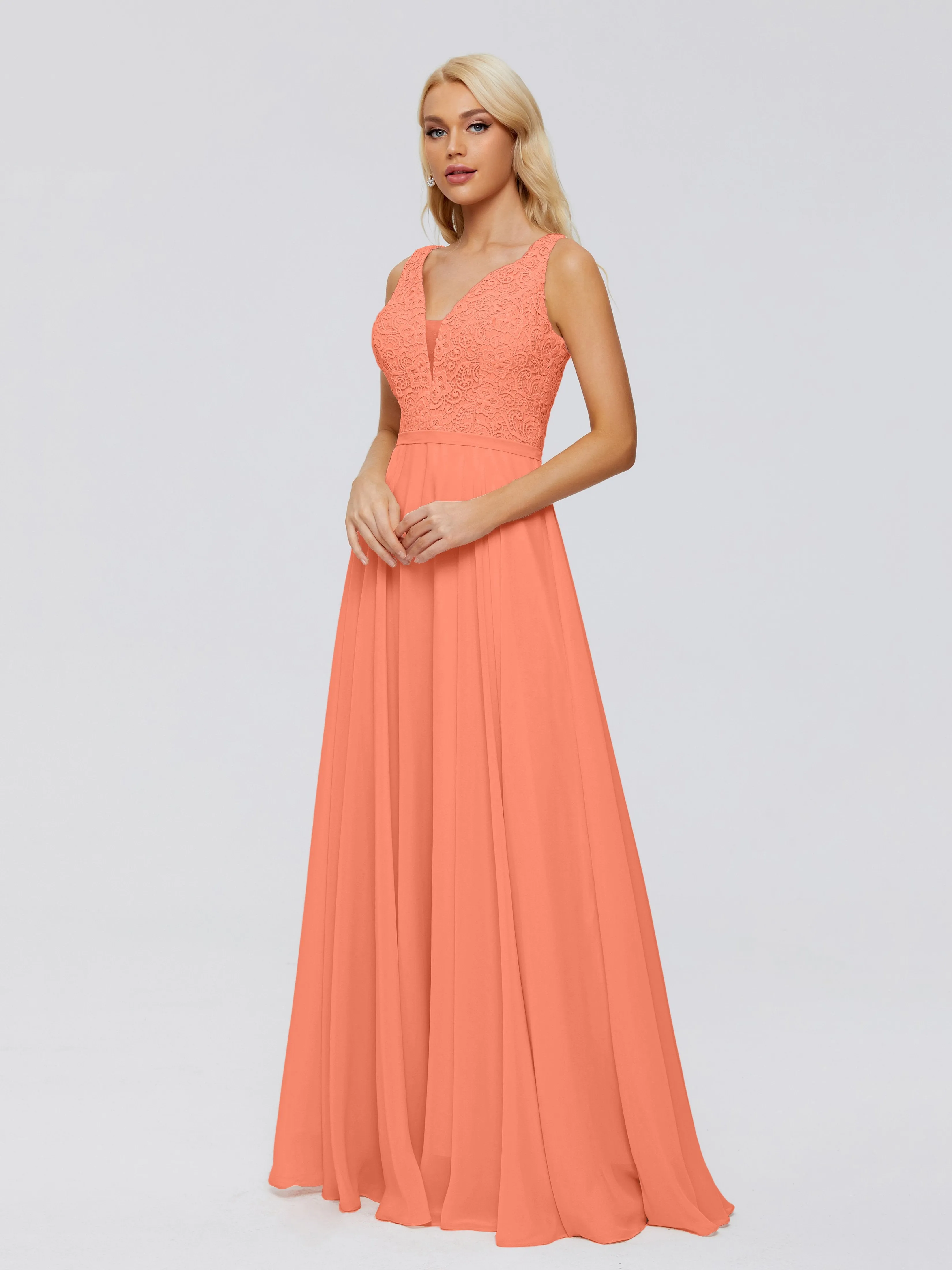 Eliza A-line V Neck Flowy Chiffon Bridesmaid Dresses