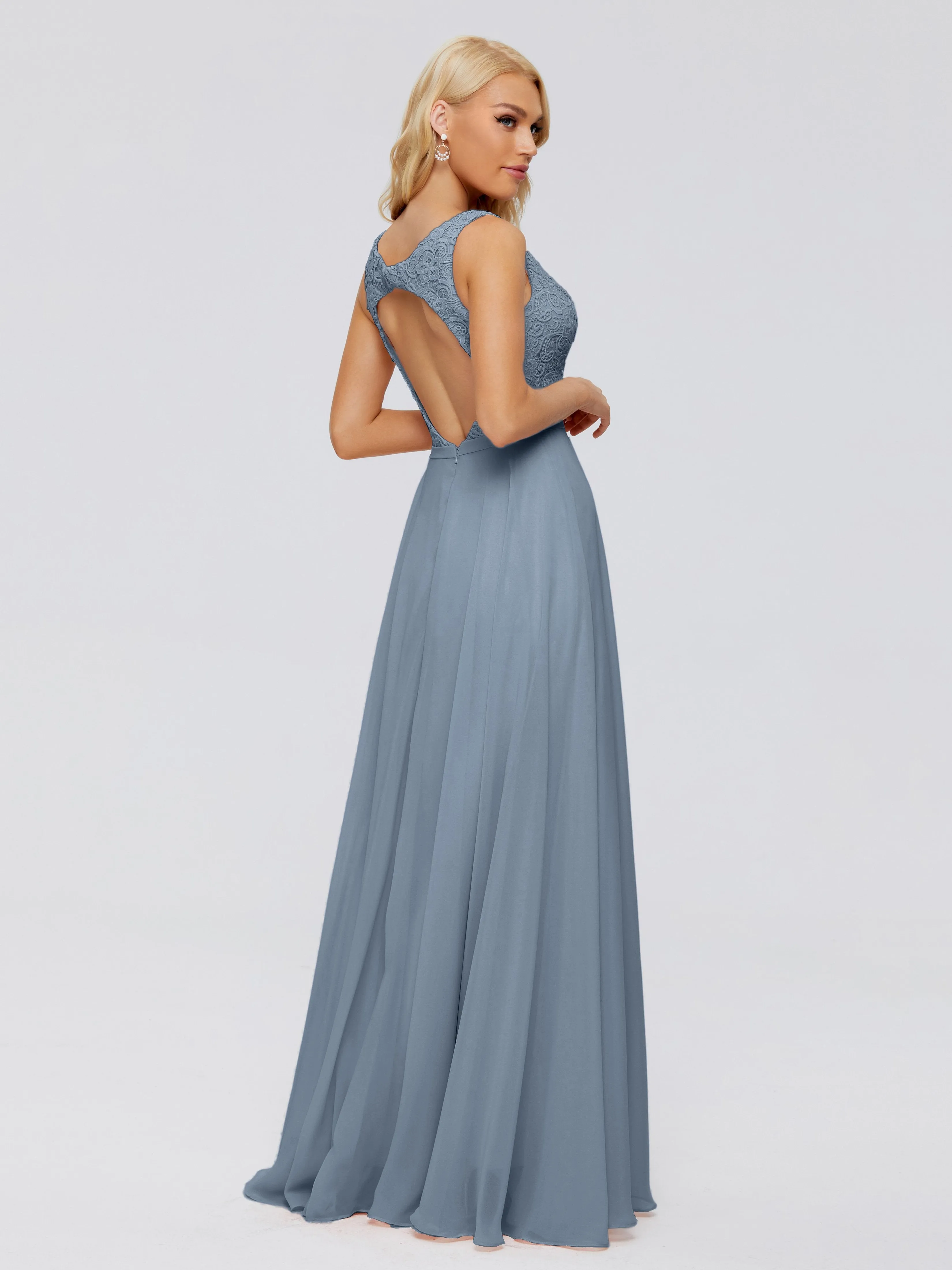 Eliza A-line V Neck Flowy Chiffon Bridesmaid Dresses