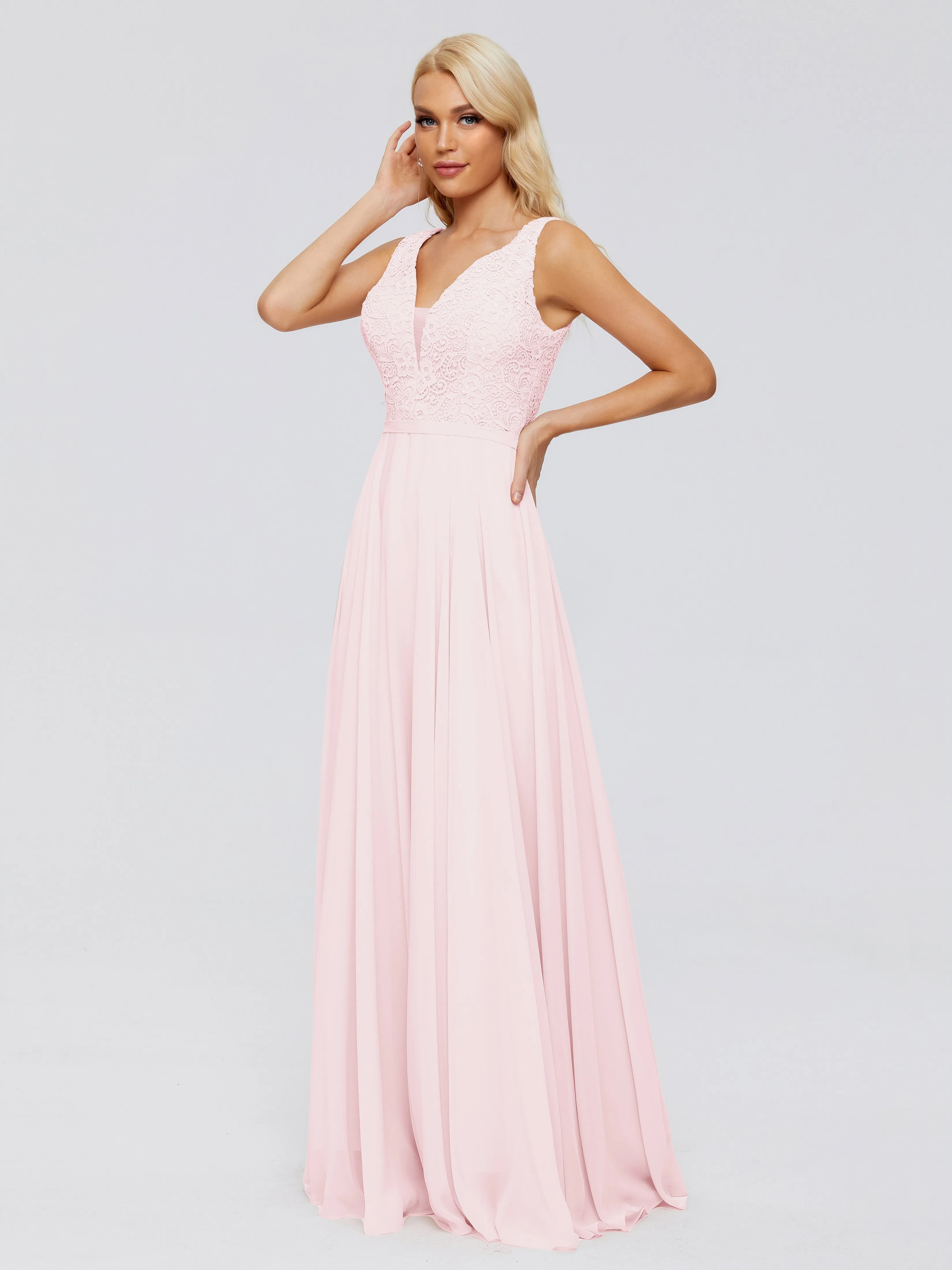 Eliza A-line V Neck Flowy Chiffon Bridesmaid Dresses