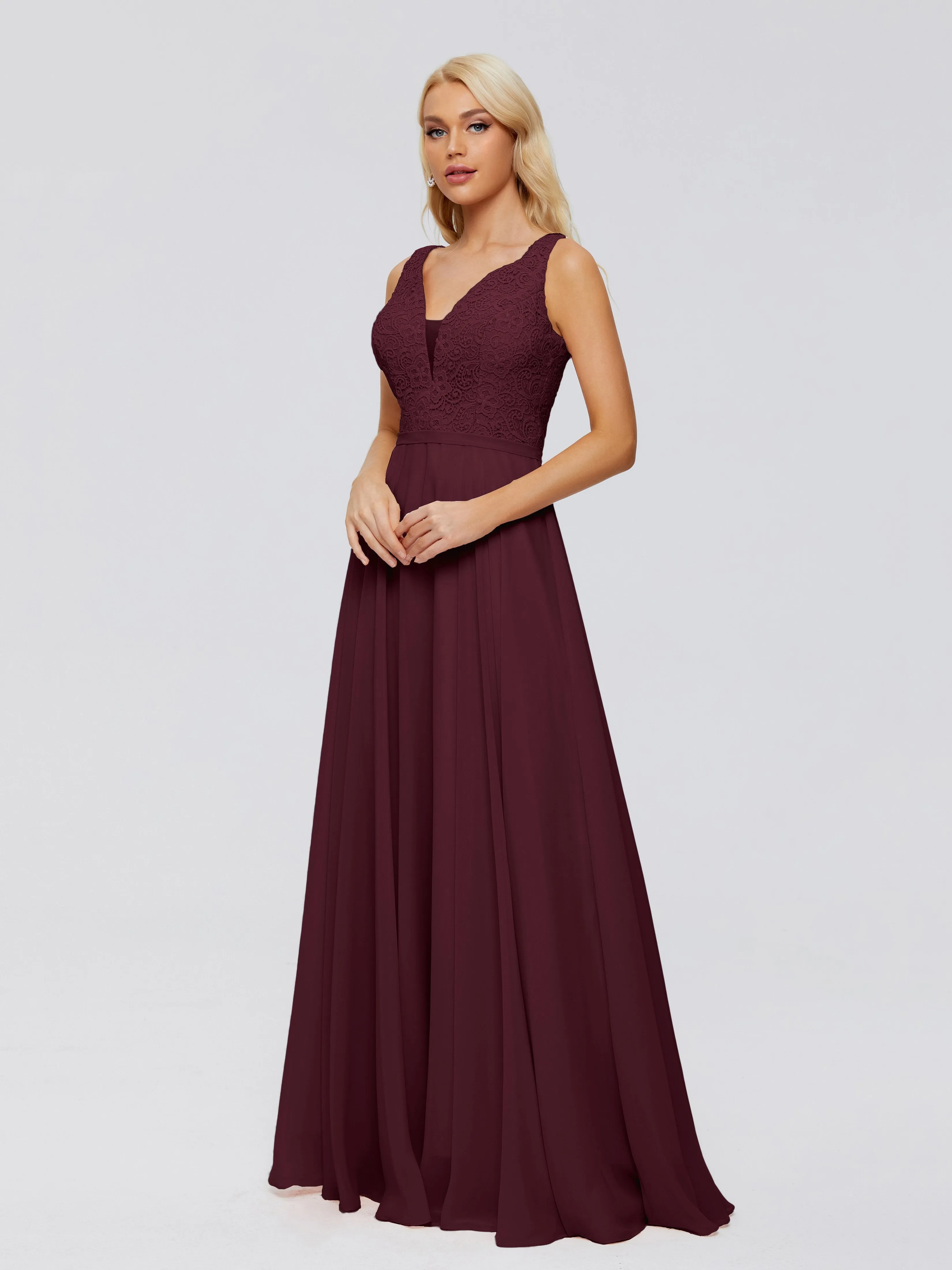 Eliza A-line V Neck Flowy Chiffon Bridesmaid Dresses