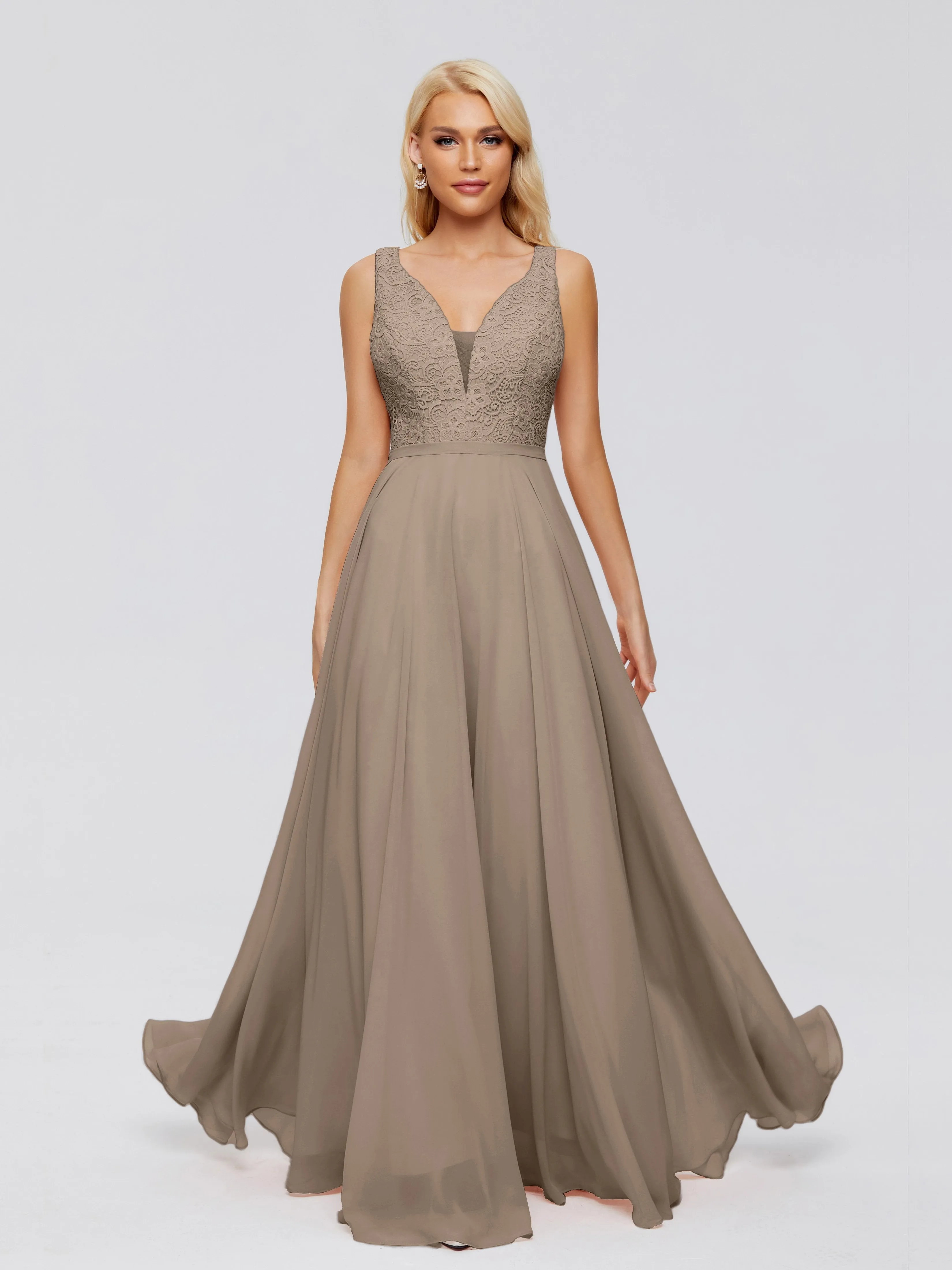 Eliza A-line V Neck Flowy Chiffon Bridesmaid Dresses