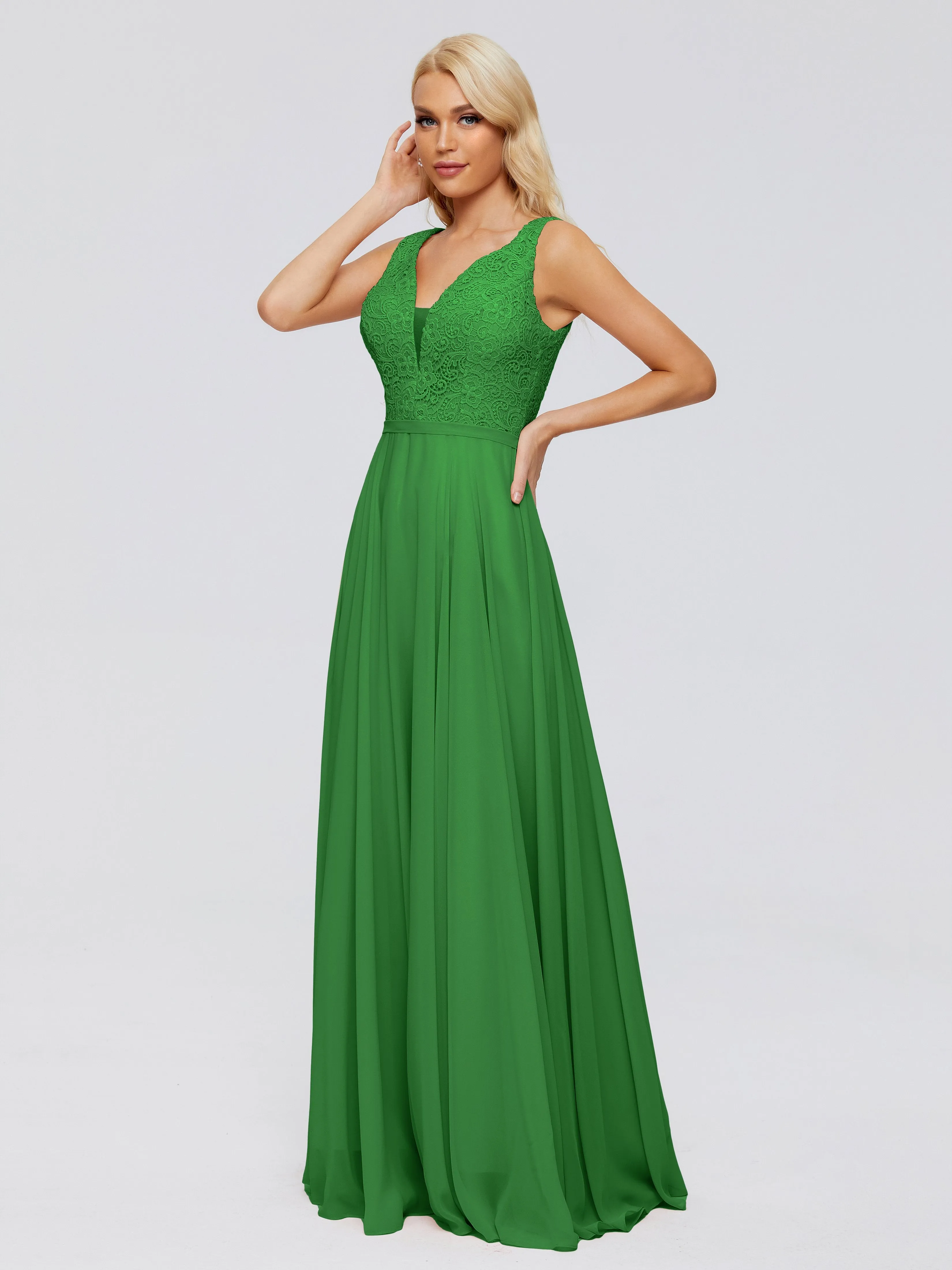 Eliza A-line V Neck Flowy Chiffon Bridesmaid Dresses