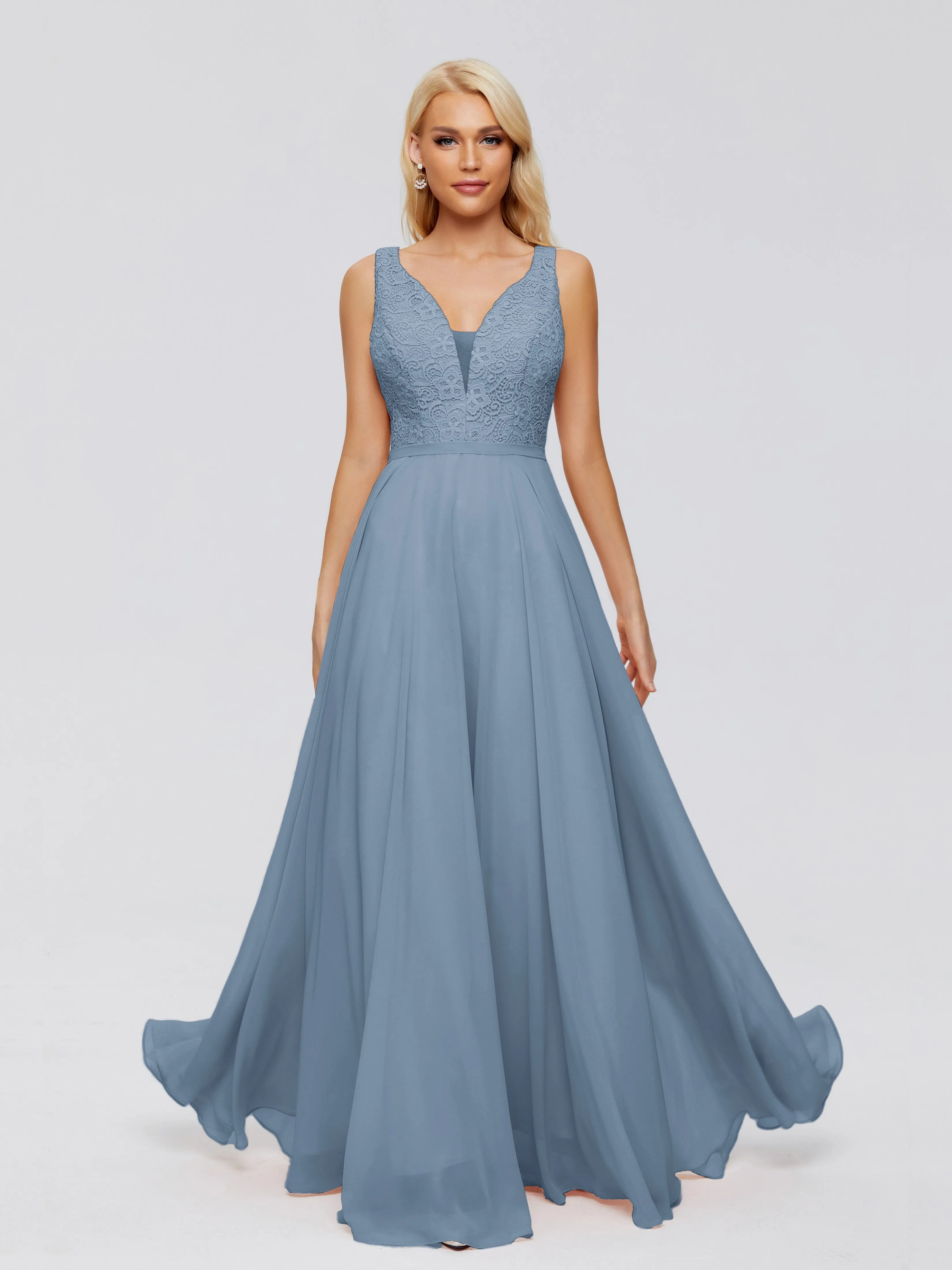 Eliza A-line V Neck Flowy Chiffon Bridesmaid Dresses