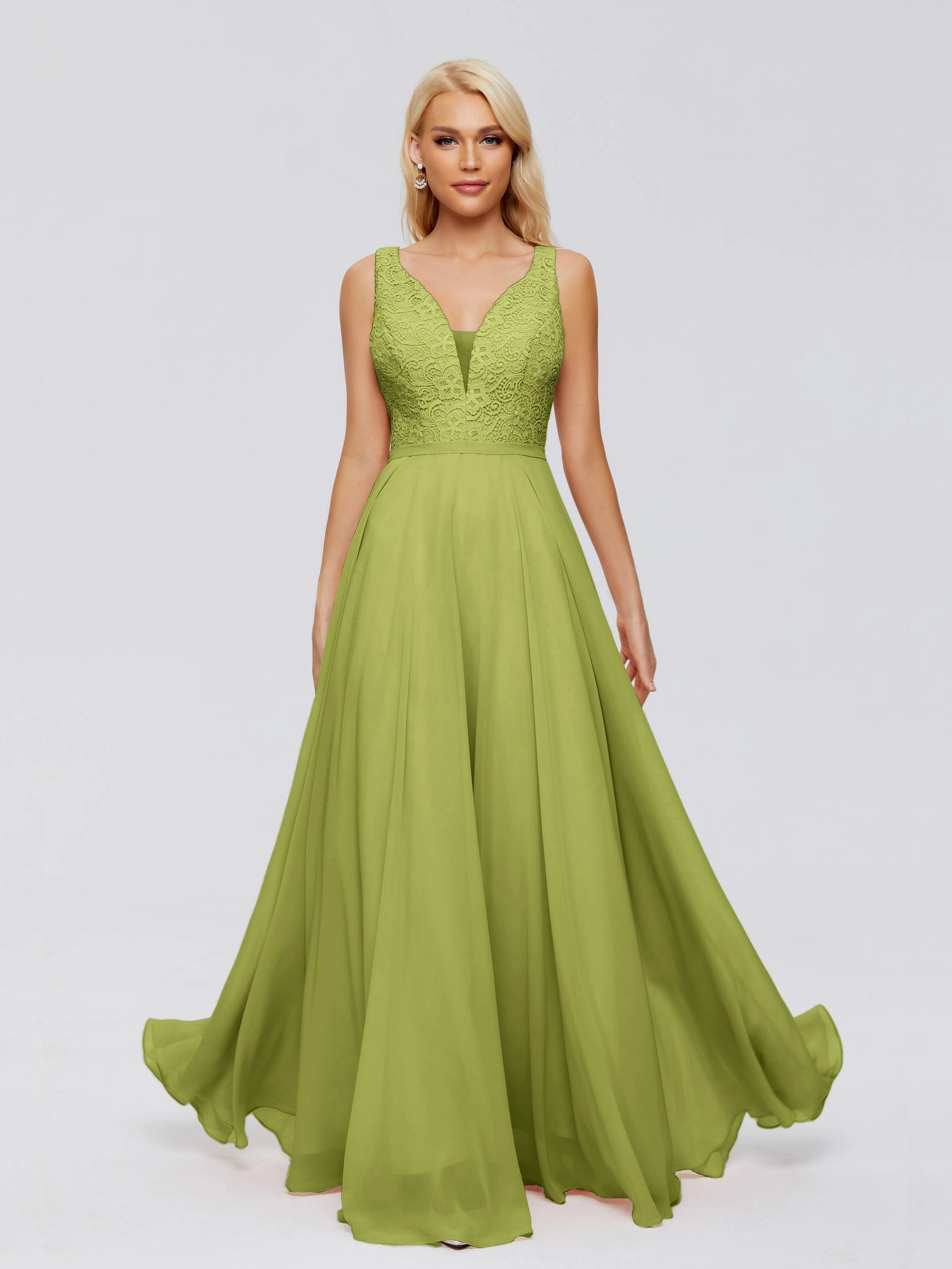 Eliza A-line V Neck Flowy Chiffon Bridesmaid Dresses