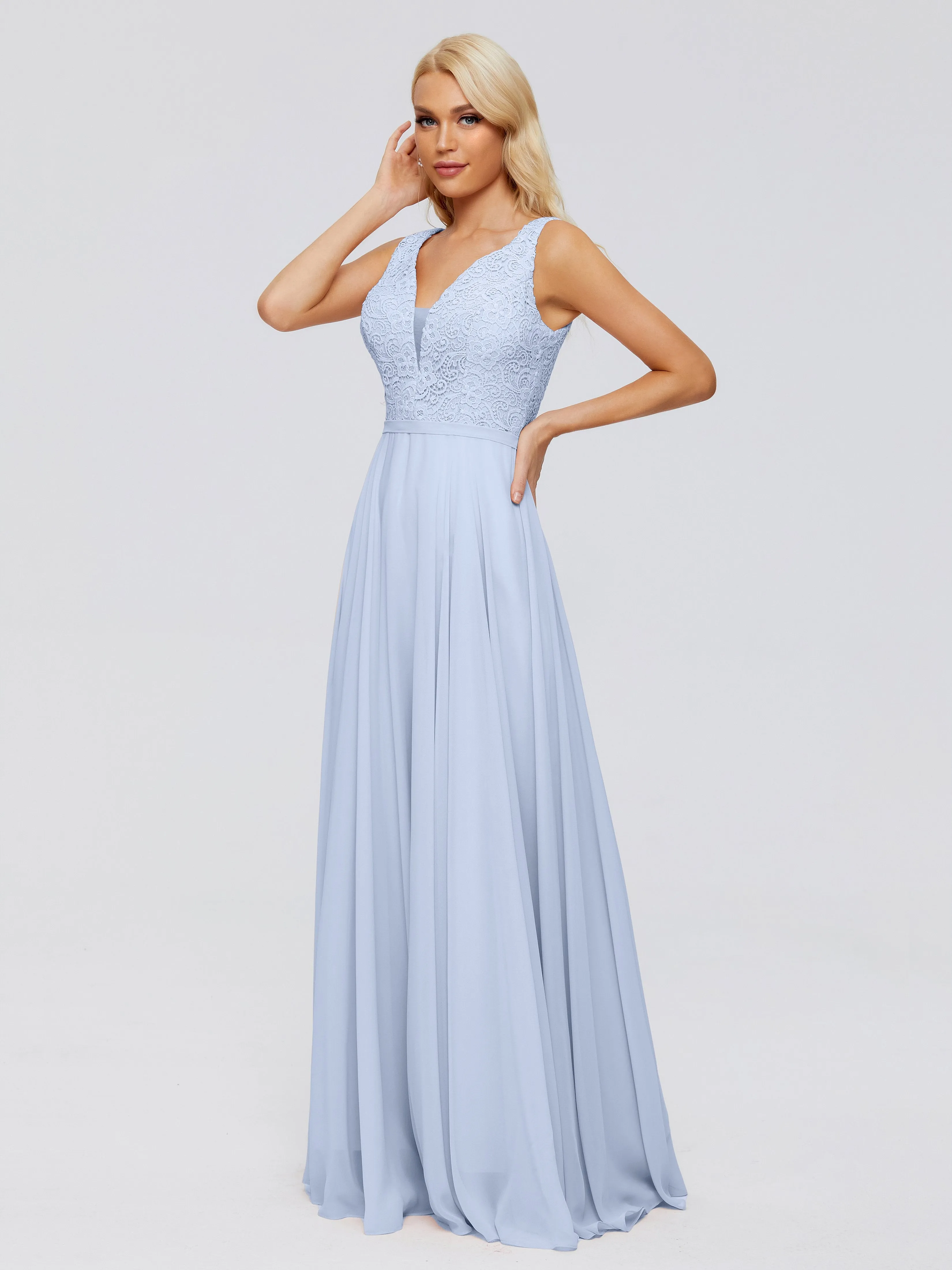 Eliza A-line V Neck Flowy Chiffon Bridesmaid Dresses