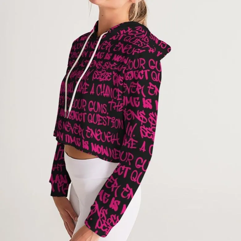 Empowering Pink Graffiti Women's Cropped Hoodie