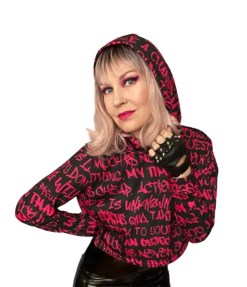 Empowering Pink Graffiti Women's Cropped Hoodie