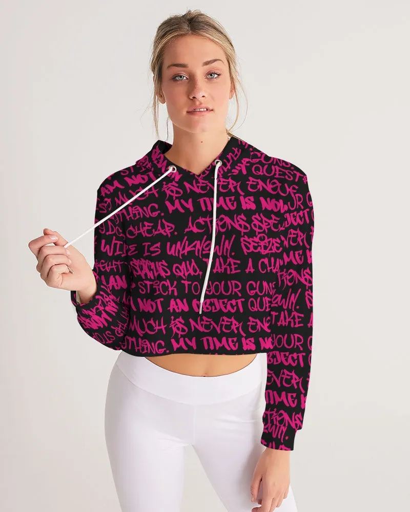 Empowering Pink Graffiti Women's Cropped Hoodie