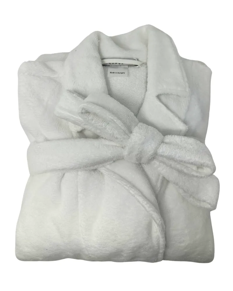 Feraud Paris White Plush Long Terry Wrap Bath Robe