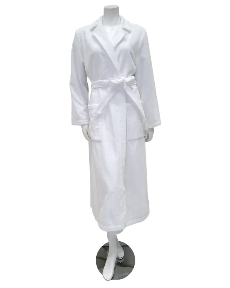 Feraud Paris White Plush Long Terry Wrap Bath Robe