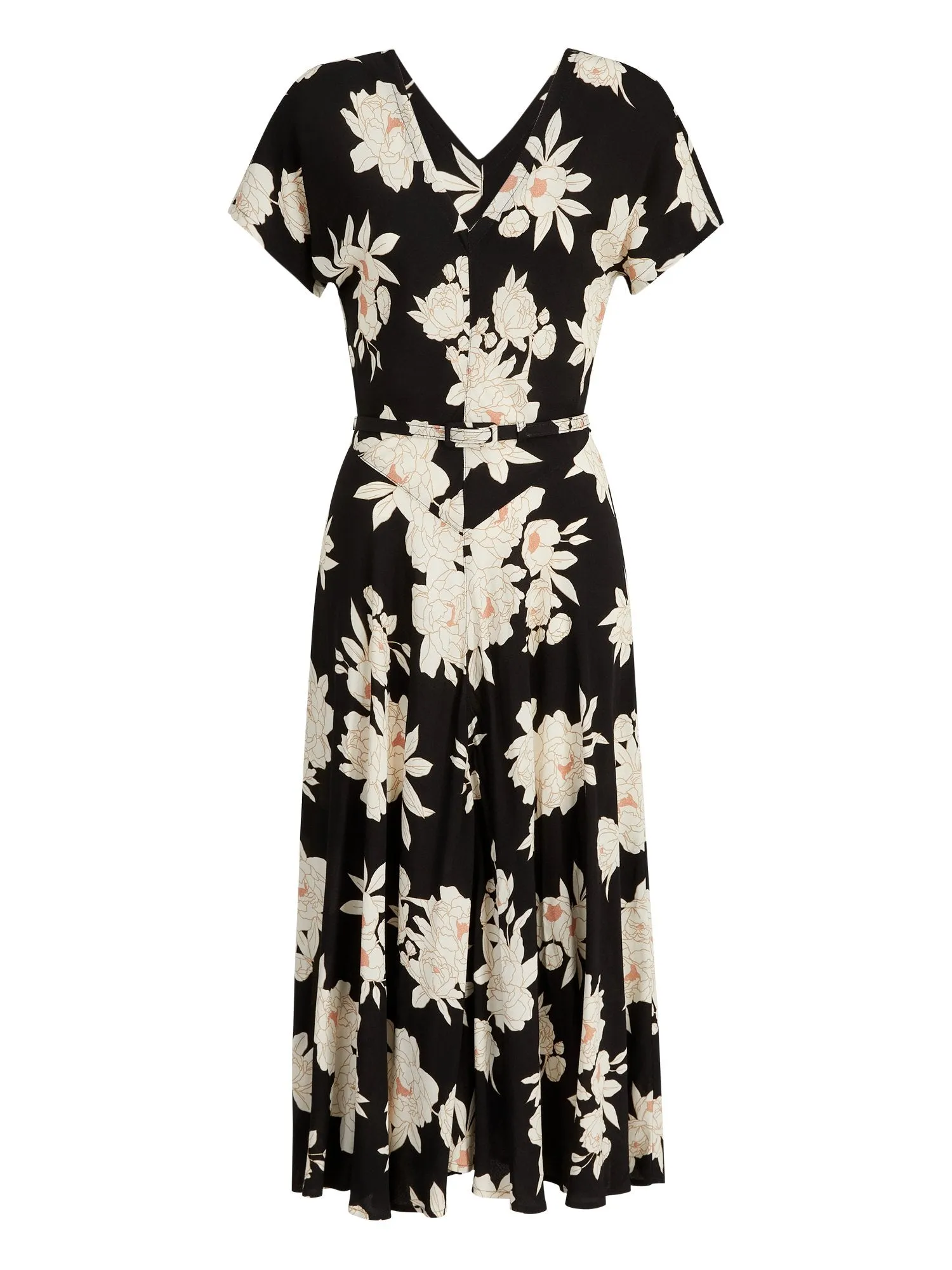 Floral-Print Short-Sleeve V-Neck Midi Dress - The NY&C Legacy Collection