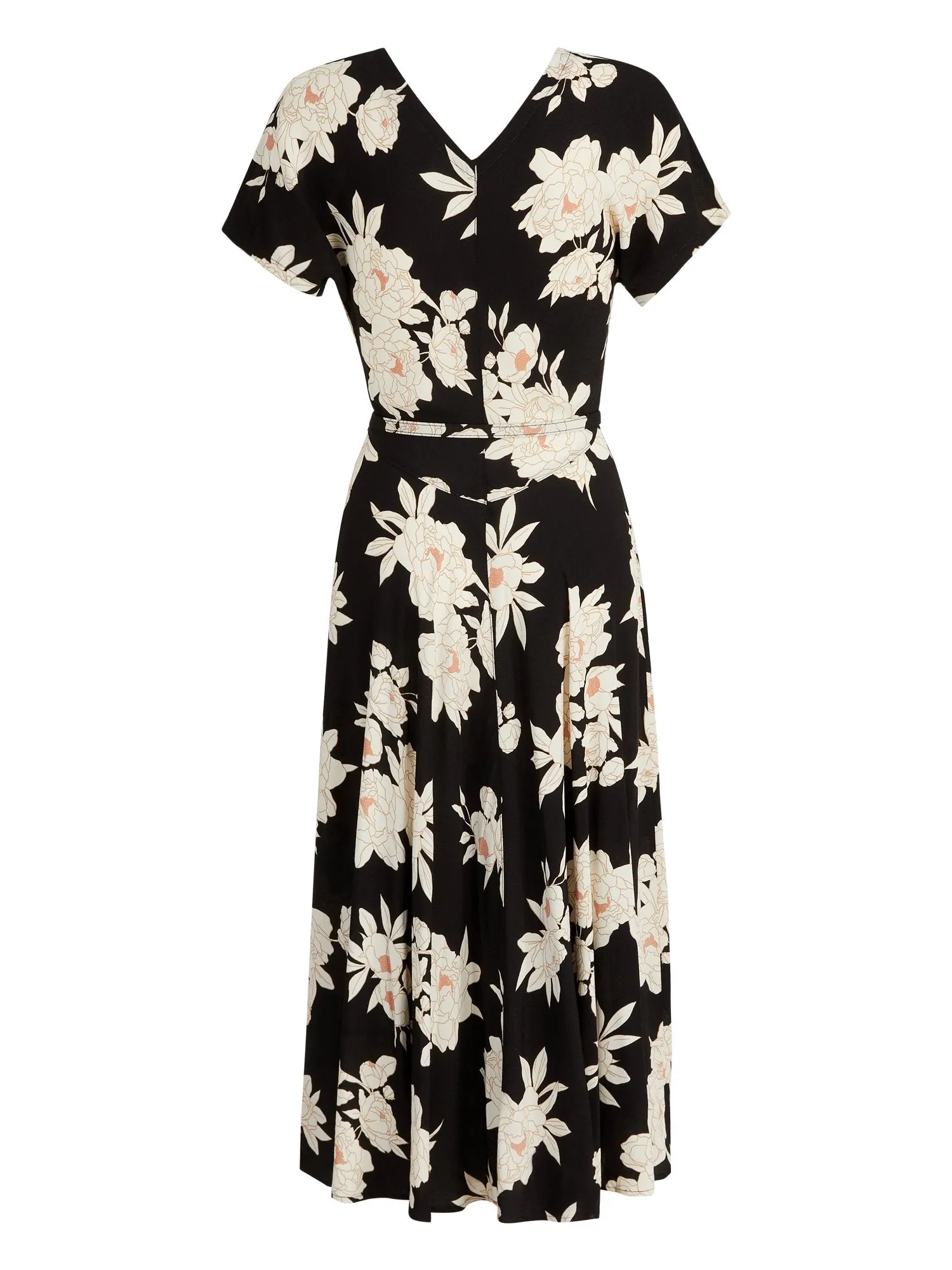 Floral-Print Short-Sleeve V-Neck Midi Dress - The NY&C Legacy Collection