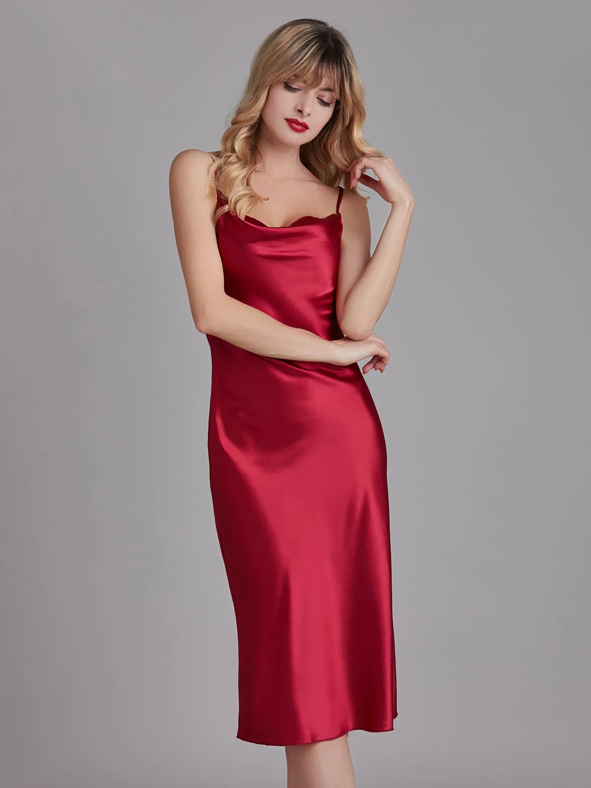 Graceful Lady Sleeveless Spaghetti Straps Charmeuse Pajamas Sundress