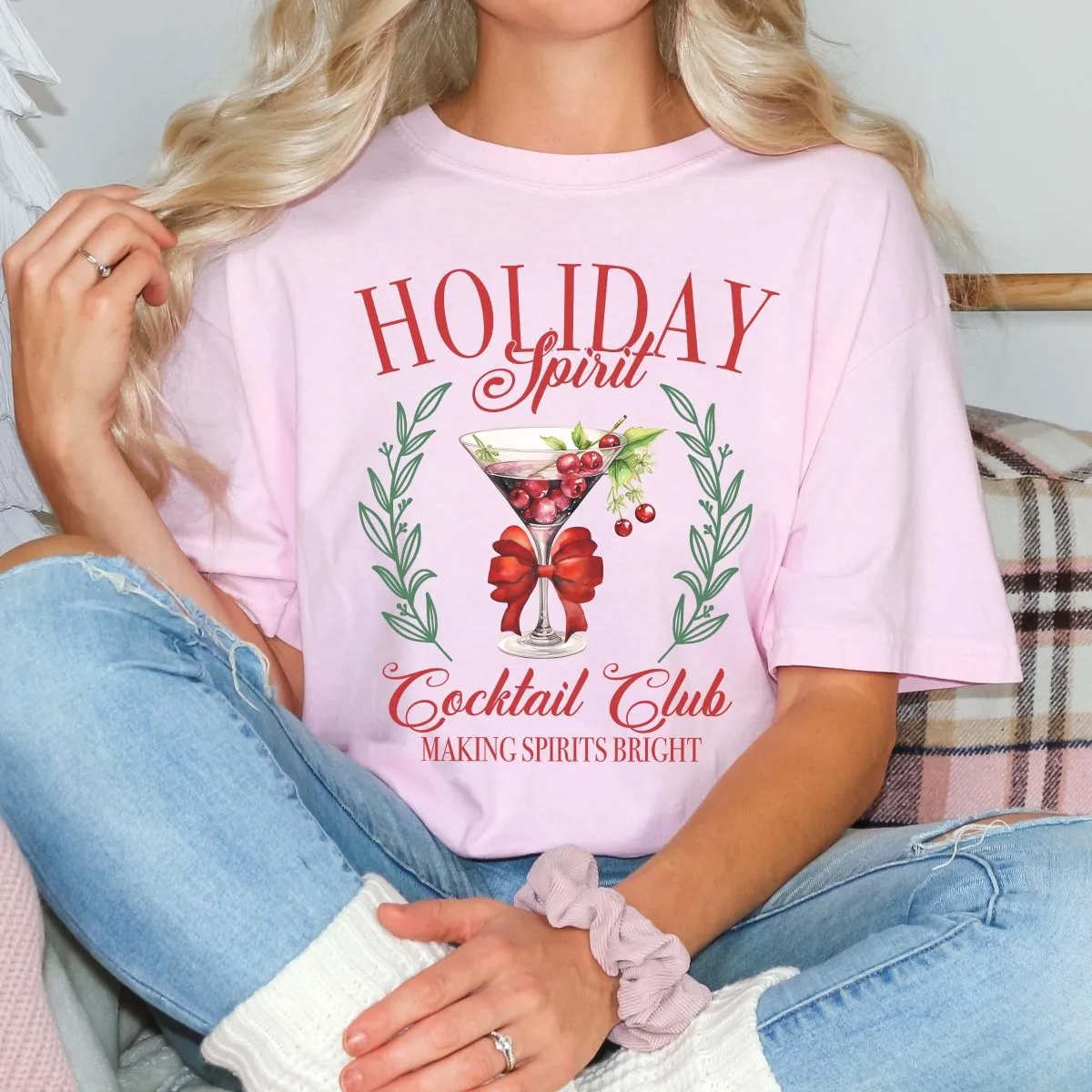 Holiday Spirit Cocktail Club Wholesale Comfort Color Graphic Tee - Fast Shipping